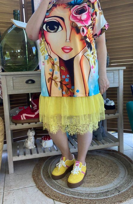 Top ample multicolore La Fillette aux Fleurs du 38 au 50 