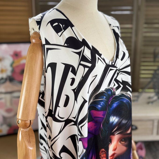 Robe débardeur courte ou tunique longue Gothic Tatto Girl du 38 au 48 