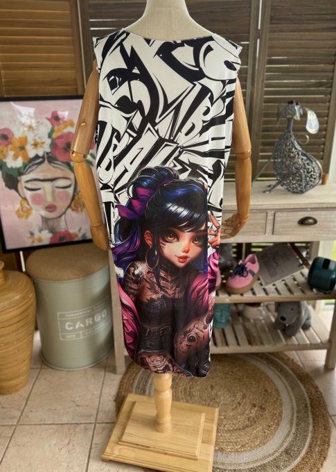 Robe débardeur courte ou tunique longue Gothic Tatto Girl du 38 au 48 