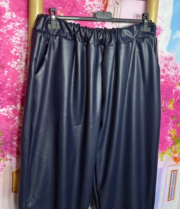 Pantalon style Jogg simili-cuir marine doublé polaire ultra stretch Confort +++ du 44 au 52/54