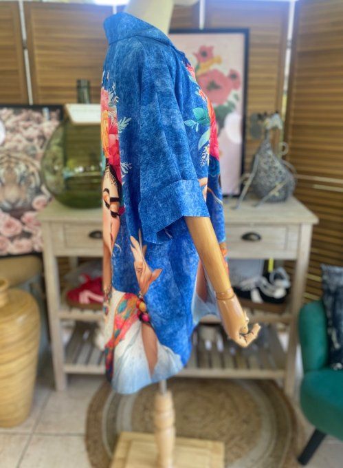 Chemise ample effet jeans délavé Frida Kahlo du 40 au 50 