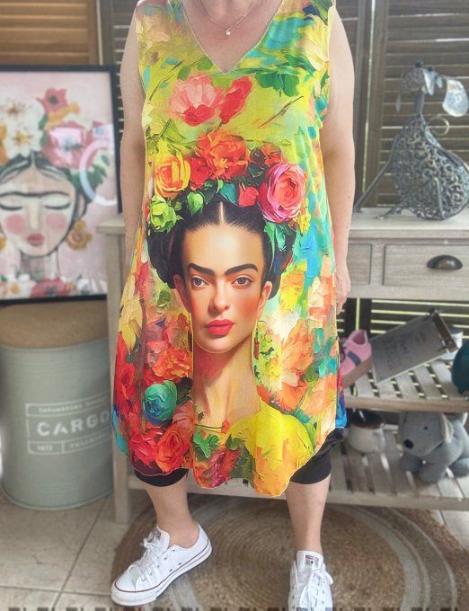Robe débardeur courte ou tunique longue Frida Kahlo du 38 au 48