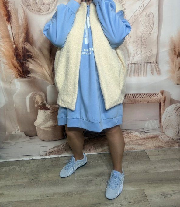 Veste sans manches façon laine bouillie crème du 40 au 50/52 