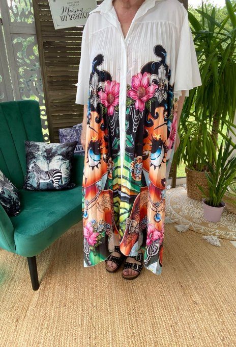 Chemise longue ample animal Mexican Skulls Calavera du 38 au 46/48 