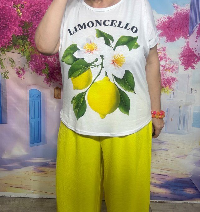 Tee-shirt ample blanc Fleurs de Citronnier Limoncello du 38 au 50/52 