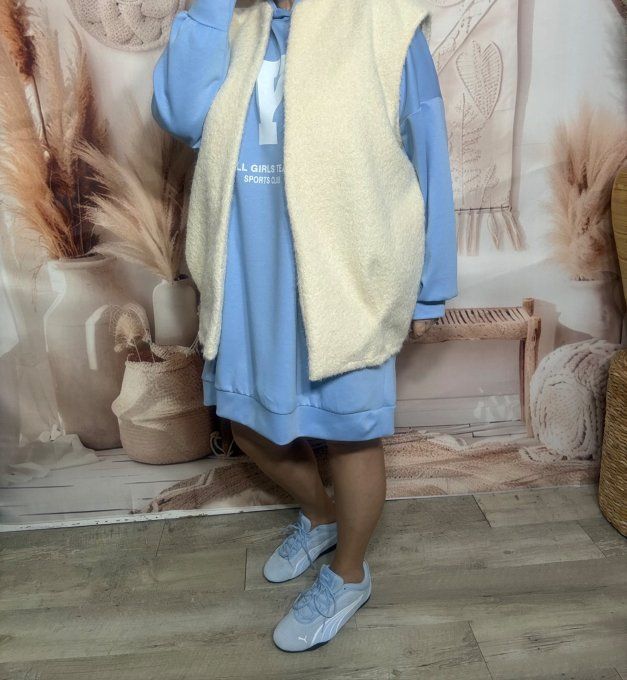 Veste sans manches façon laine bouillie crème du 40 au 50/52 