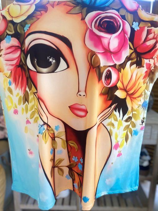 Top ample multicolore La Fillette aux Fleurs du 38 au 50 