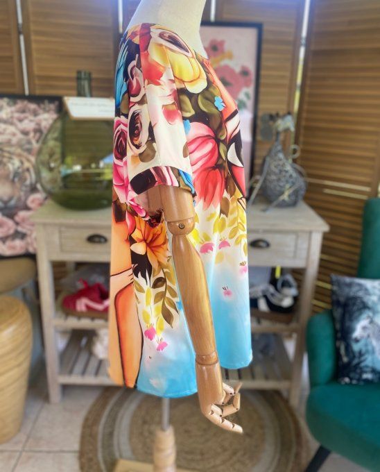 Top ample multicolore La Fillette aux Fleurs du 38 au 50 