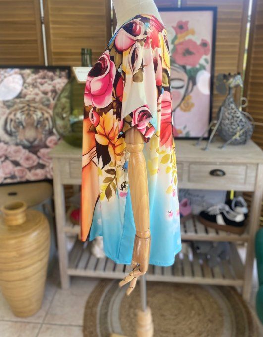 Top ample multicolore La Fillette aux Fleurs du 38 au 50 