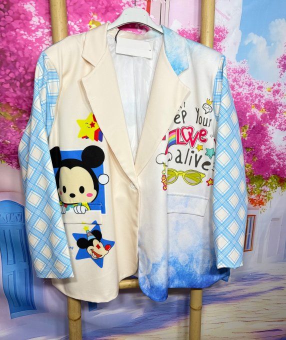 Veste blazer crème TOUTE DOUBLÉE Baby Mickey Mouse du 42 au 54 et même + si portée ouverte
