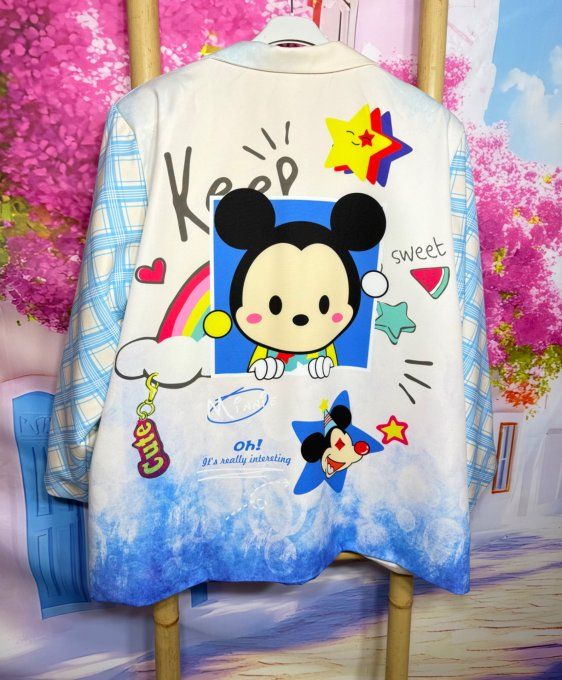 Veste blazer crème TOUTE DOUBLÉE Baby Mickey Mouse du 42 au 54 et même + si portée ouverte