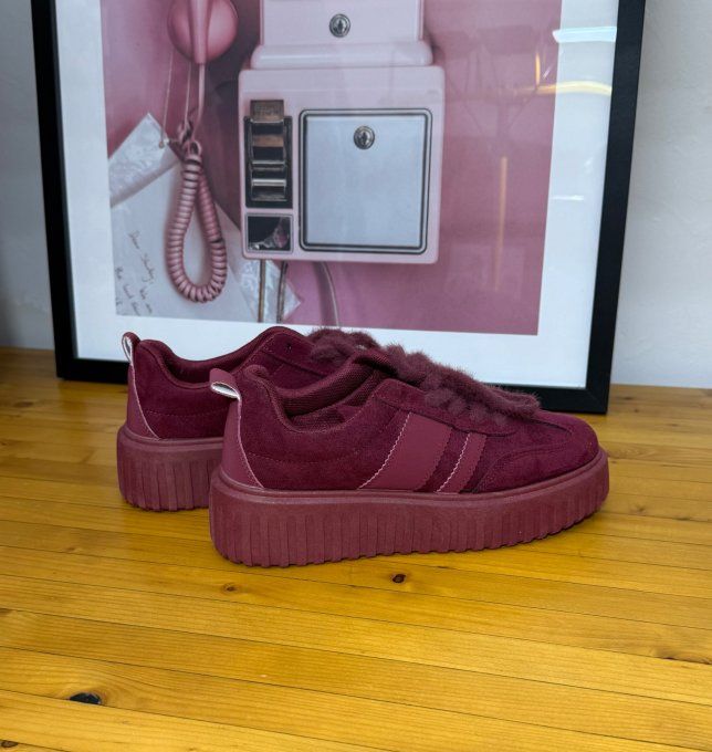 Baskets Sneakers plateforme suédine Bordeaux confort ++++ du 38 au 41
