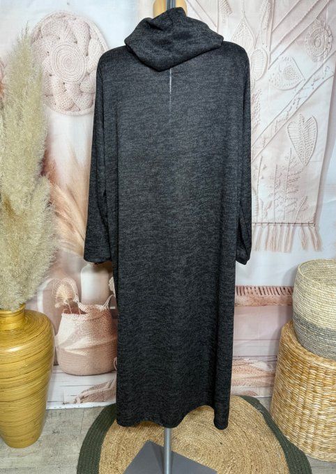 Robe longue trapèze chinée La Fillette et son petit chien + tour de cou assorti du 40 au 50 