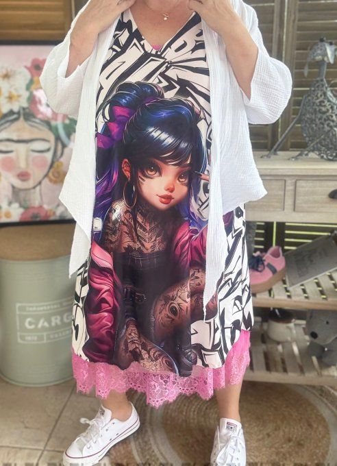 Robe débardeur courte ou tunique longue Gothic Tatto Girl du 38 au 48 