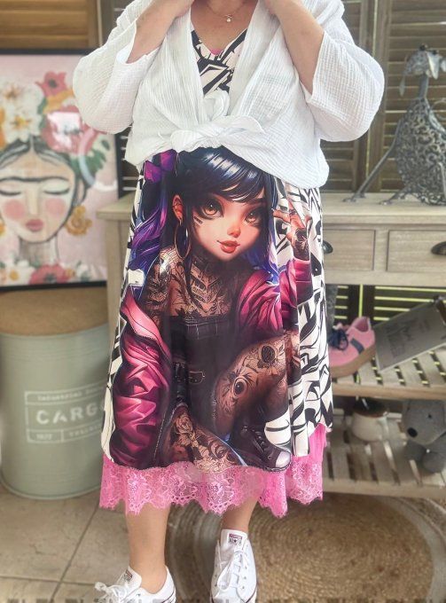 Robe débardeur courte ou tunique longue Gothic Tatto Girl du 38 au 48 