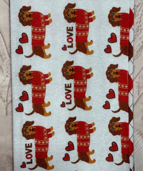 Grande écharpe sans laine double épaisseur 2 faces Mon Chien Teckel douceur ++ 