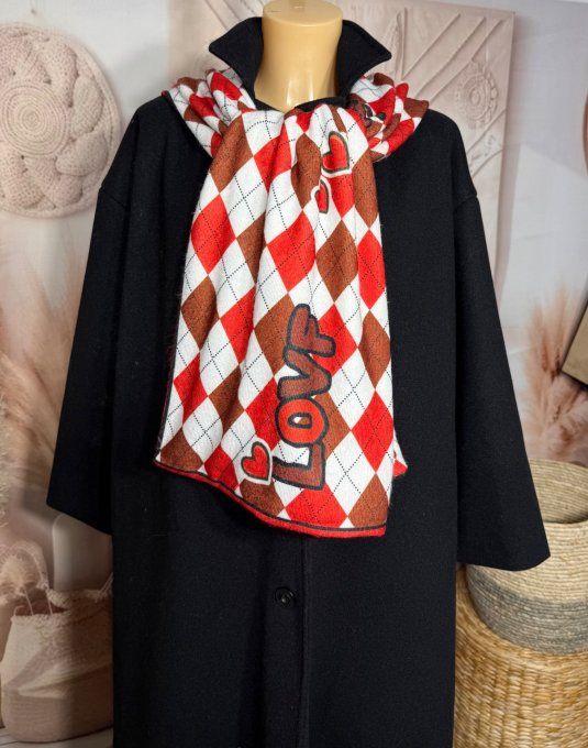 Grande écharpe sans laine double épaisseur 2 faces Mon Chien Teckel douceur ++ 