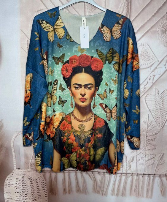 Ensemble Cocooning ou pyjama multicolore Frida Kahlo polaire confort +++ du 40 au 52/54 