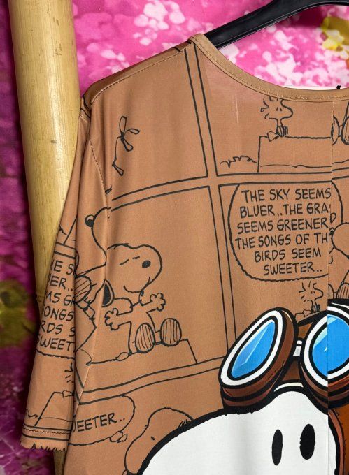 Robe longue trapèze chocolat au lait Snoopy Aviateur du 40 au 52 