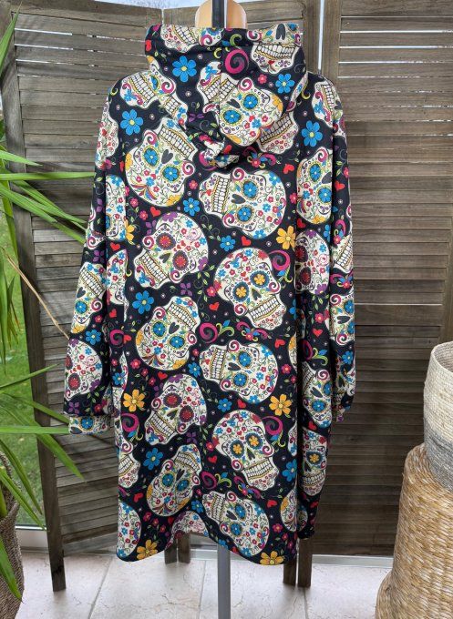 Maxi-sweat polaire à capuche Mexican Skulls Calaveras douceur +++++ du 42 au 58/60
