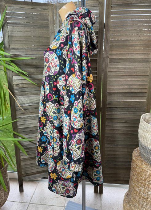 Maxi-sweat polaire à capuche Mexican Skulls Calaveras douceur +++++ du 42 au 58/60