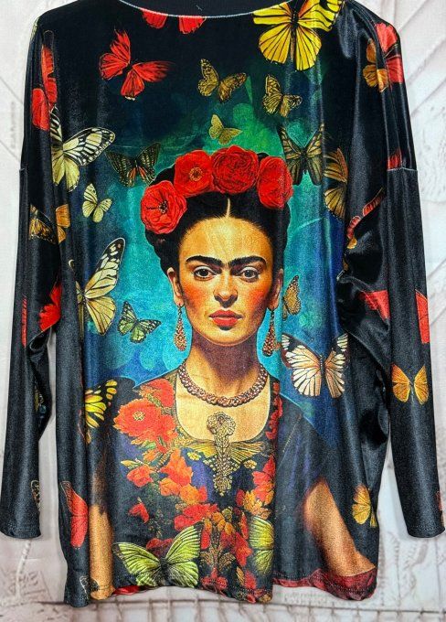 Survêtement ou Ensemble détente velours Frida Kahlo aux Fleurs du 38 au 50/52