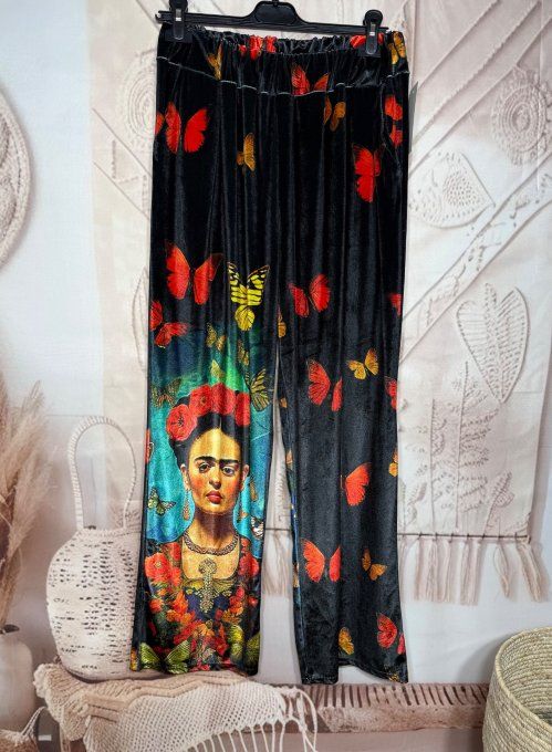 Survêtement ou Ensemble détente velours Frida Kahlo aux Fleurs du 38 au 50/52