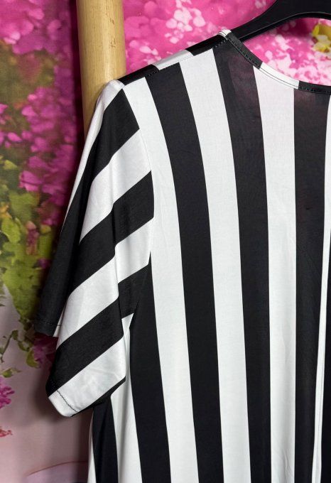 Robe longue trapèze rayée noir et blanc Betty Boop Pin up rétro chic du 40 au 52