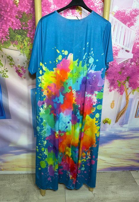 Robe longue trapèze bleu jeans Marylin Monroe Pop Colors du 40 au 52 