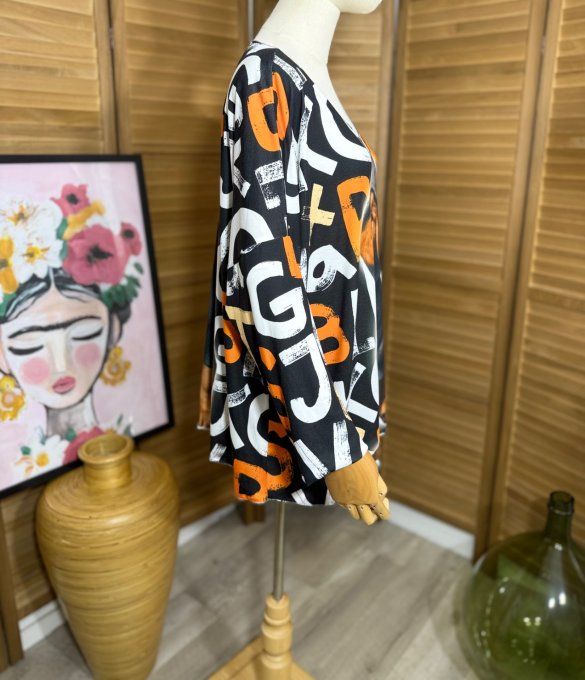 Top manches longues noir multicolore Mon adorable Chien du 40 au 52  