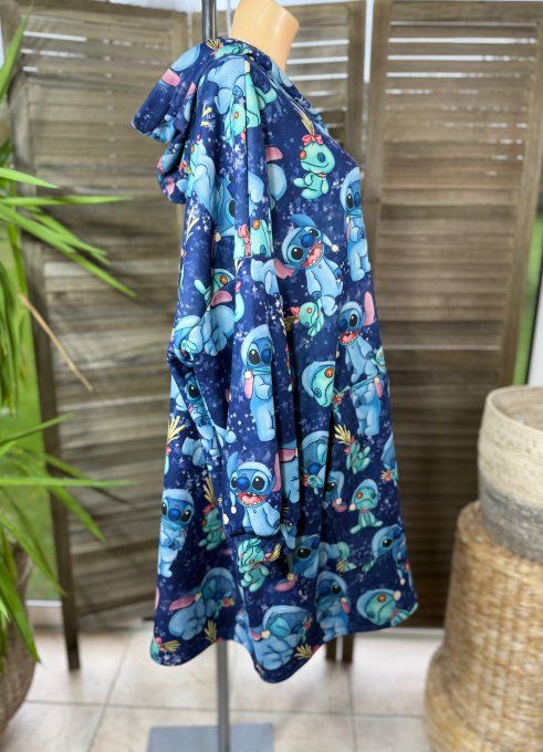 Maxi-sweat polaire à capuche marine Sleepy Lovely Stitch douceur +++++ du 42 au 58/60 
