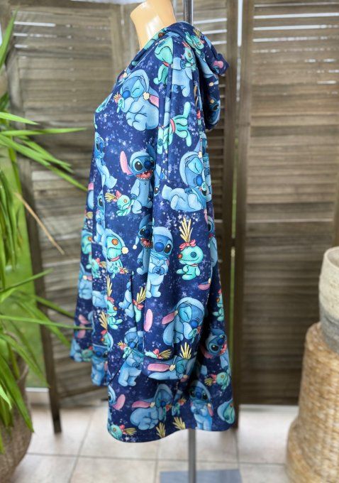 Maxi-sweat polaire à capuche marine Sleepy Lovely Stitch douceur +++++ du 42 au 58/60 