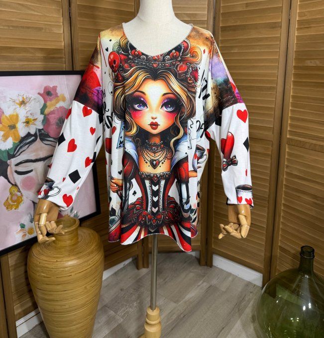 Top manches longues La Reine de Coeur Alice in Wonderland du 40 au 52 