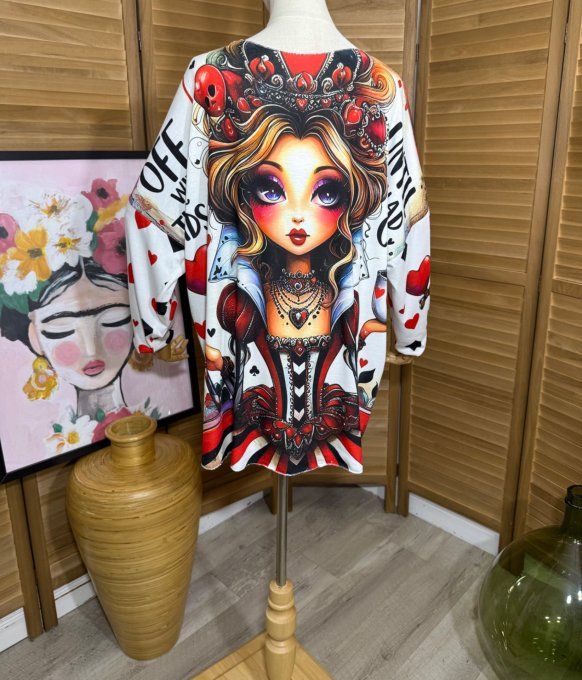 Top manches longues La Reine de Coeur Alice in Wonderland du 40 au 52 