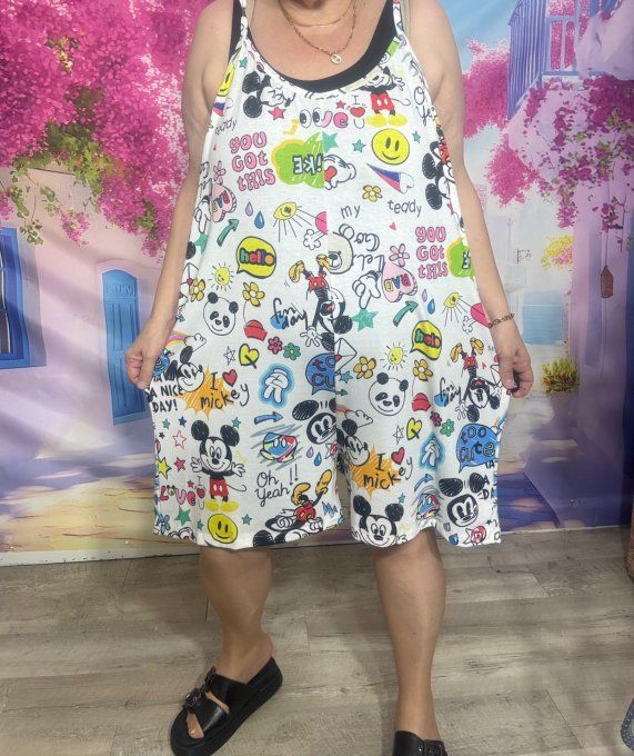 Combi-short blanc Cartoons Vibes Mickey Mouse Rétro douceur +++ du 38 au 50 