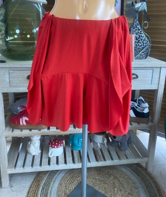 Jupe -short ample rouge stretch ++++ du 38 au 54 