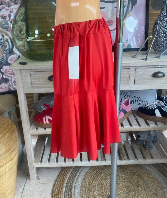 Jupe -short ample rouge stretch ++++ du 38 au 54 