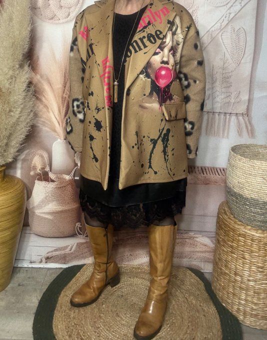 Manteau mi-long oversize polaire camel Monroe Bubble du 40 au 50 et même + 