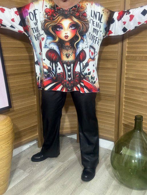 Top manches longues La Reine de Coeur Alice in Wonderland du 40 au 52 