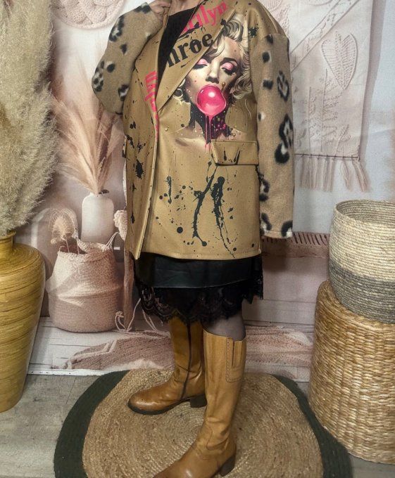 Manteau mi-long oversize polaire camel Monroe Bubble du 40 au 50 et même + 