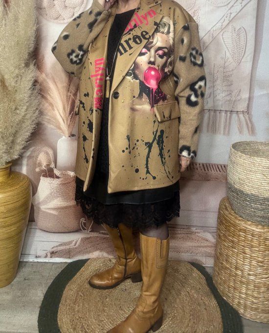 Manteau mi-long oversize polaire camel Monroe Bubble du 40 au 50 et même + 