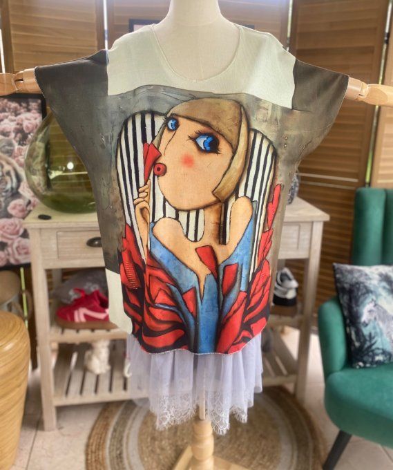 Top fin ample grisé The Picasso Woman du 40 au 52 