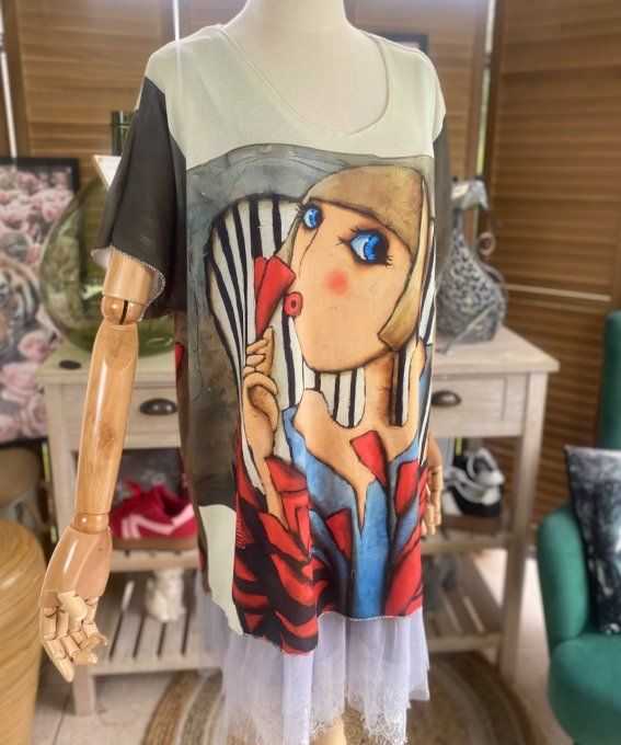 Top fin ample grisé The Picasso Woman du 40 au 52 
