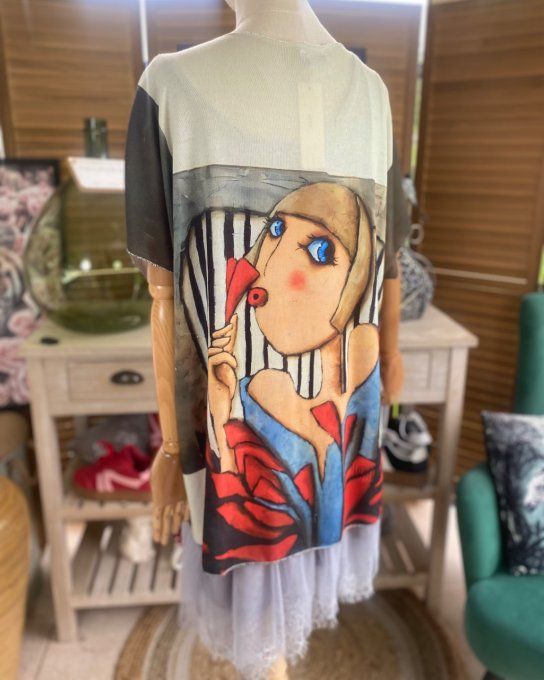 Top fin ample grisé The Picasso Woman du 40 au 52 