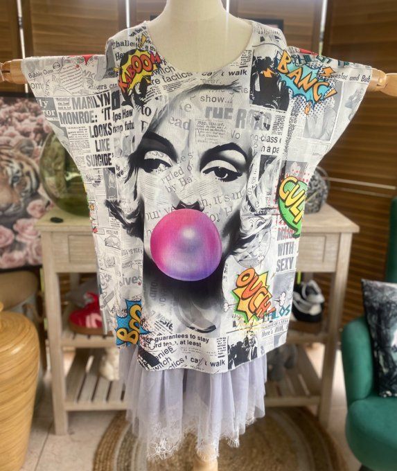 Top fin ample grisé Marylin Monroe Bubble du 40 au 52  