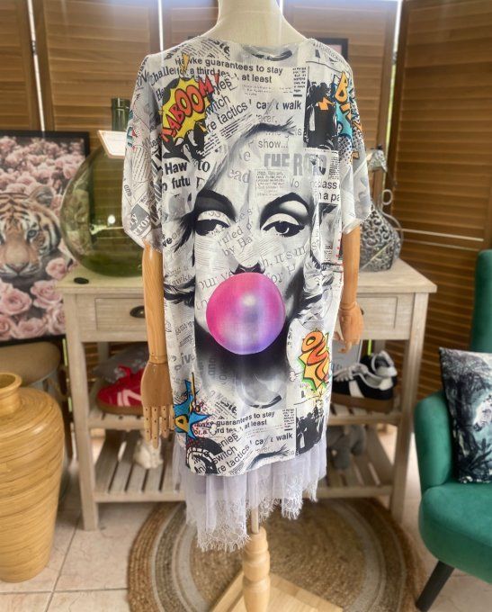Top fin ample grisé Marylin Monroe Bubble du 40 au 52  