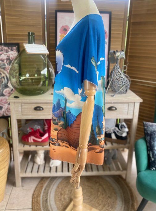 Top fin ample bleu Betty Boop Country Girl du 40 au 52  