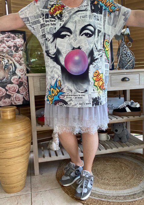 Top fin ample grisé Marylin Monroe Bubble du 40 au 52  