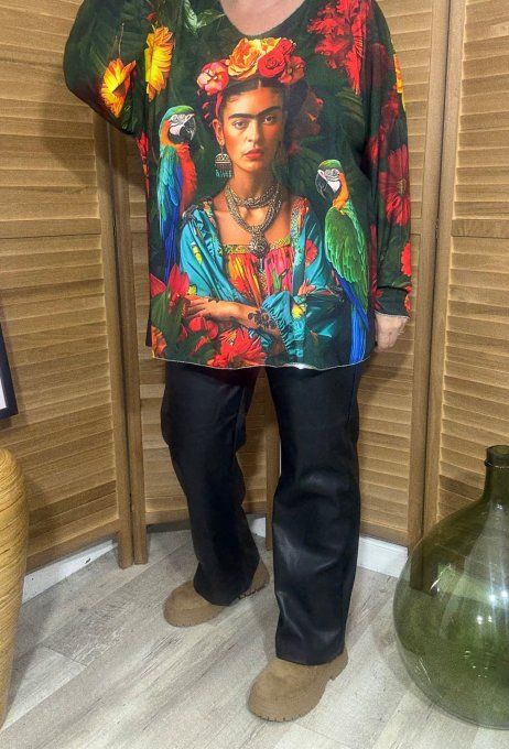 Top manches longues vert sapin Frida Kahlo Jungle Vibes du 40 au 52 