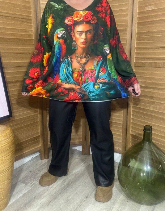 Top manches longues vert sapin Frida Kahlo Jungle Vibes du 40 au 52 